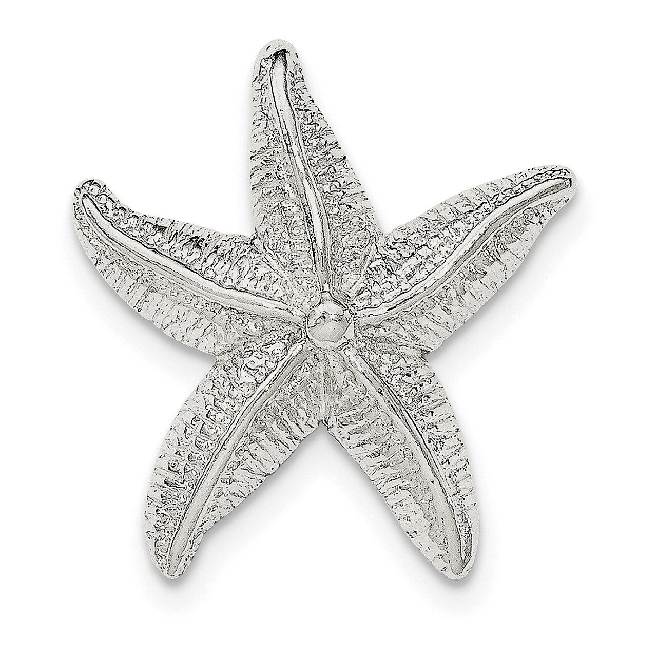 Textured Star Fish Chain Slide Pendant Sterling Silver Polished QC8695