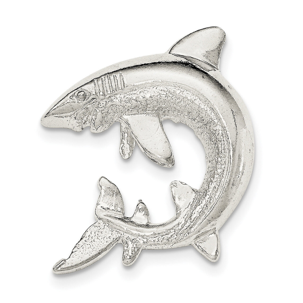 Textured Shark Chain Slide Pendant Sterling Silver Polished QC8735
