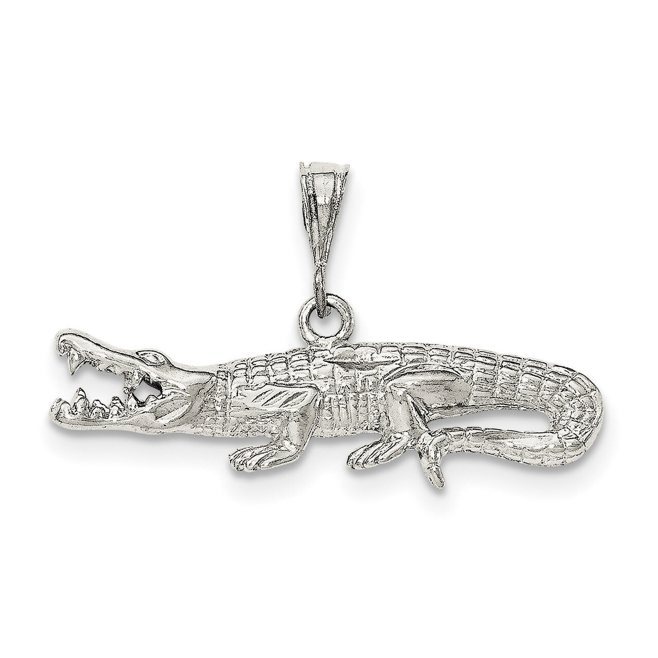 Textured Crocodile Pendant Sterling Silver Polished QC8737, MPN: QC8737, 191101362125