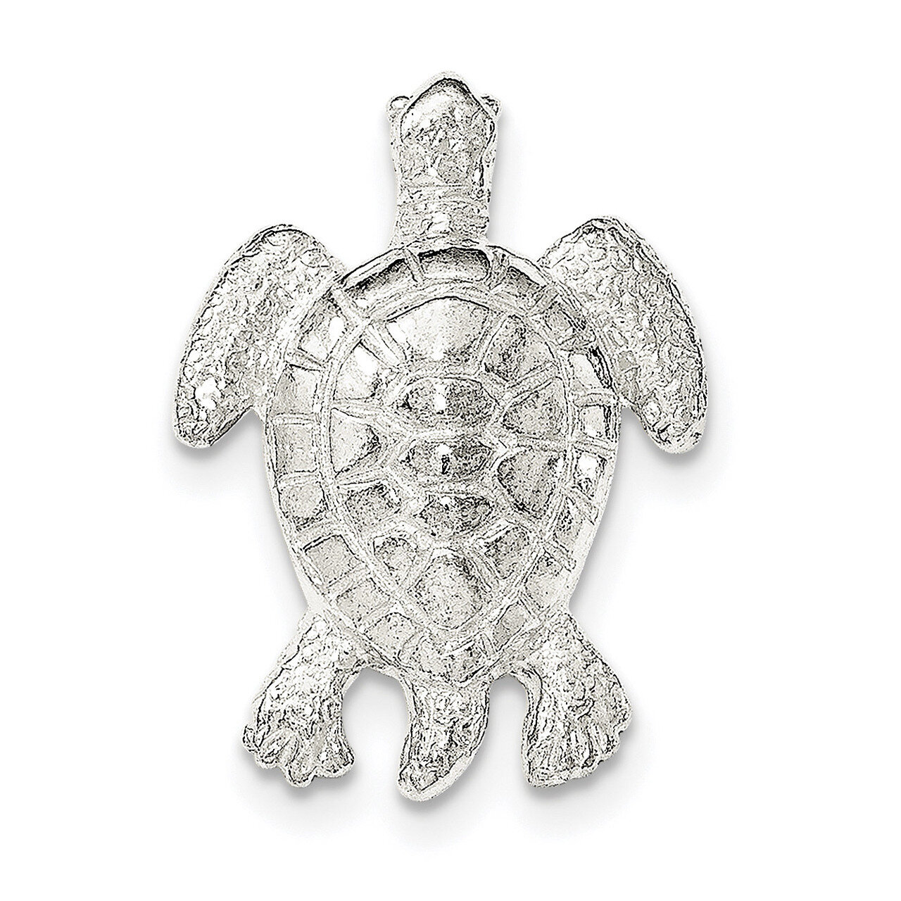 Textured Turtle Chain Slide Pendant Sterling Silver Polished QC8739, MPN: QC8739, 191101368929