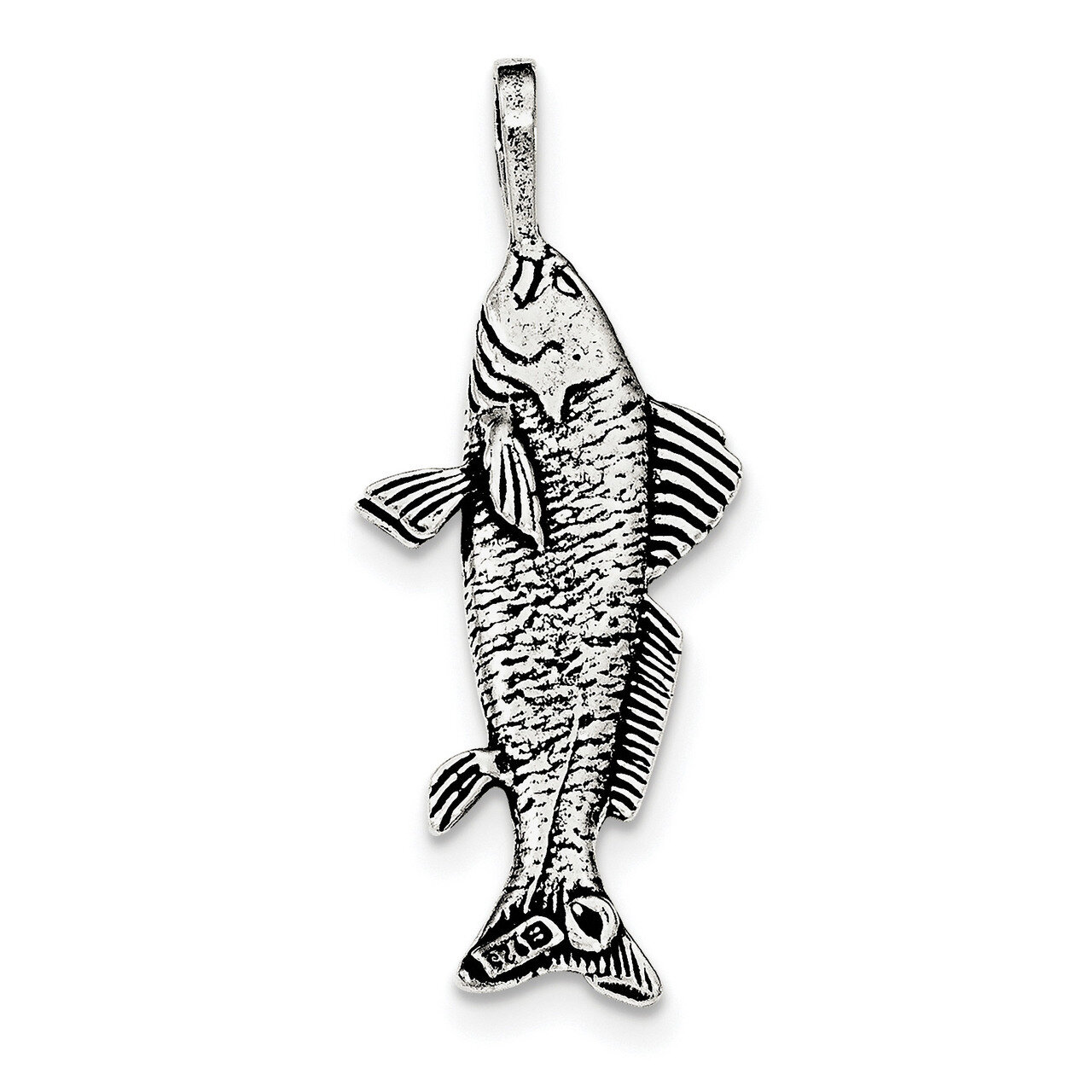 Fish Pendant Sterling Silver Antiqued & Textured QC8763