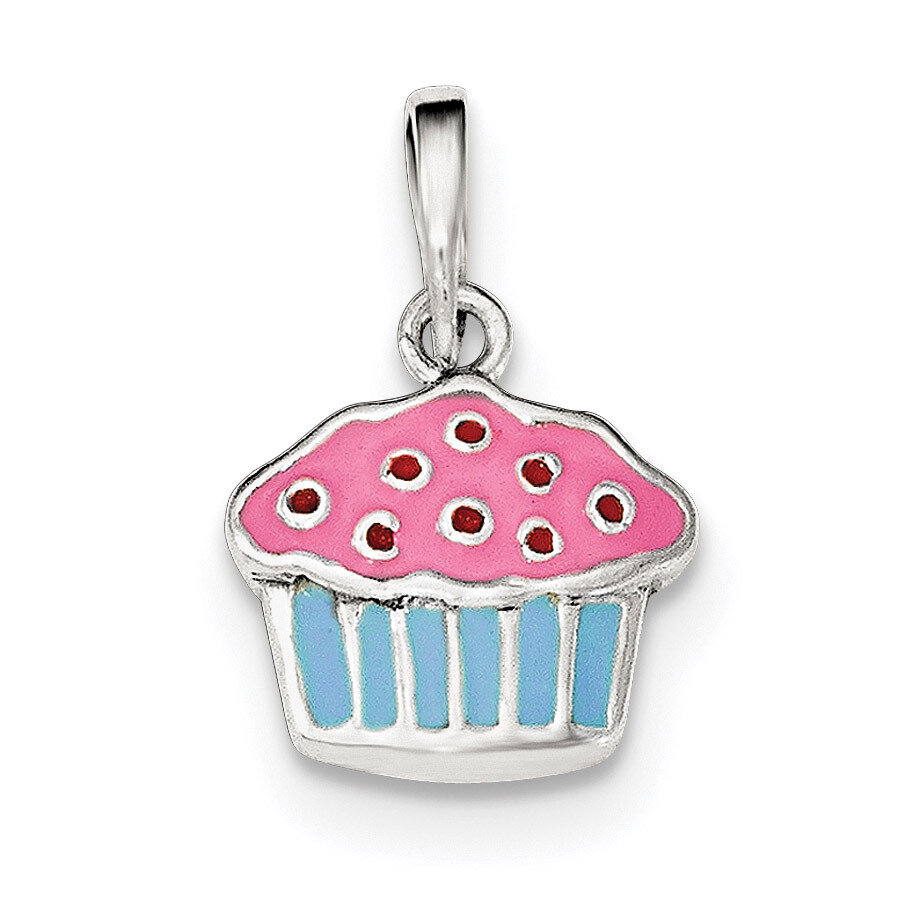 Enamel Cupcake Child Pendant Sterling Silver Polished QC8784, MPN: QC8784, 191101359835