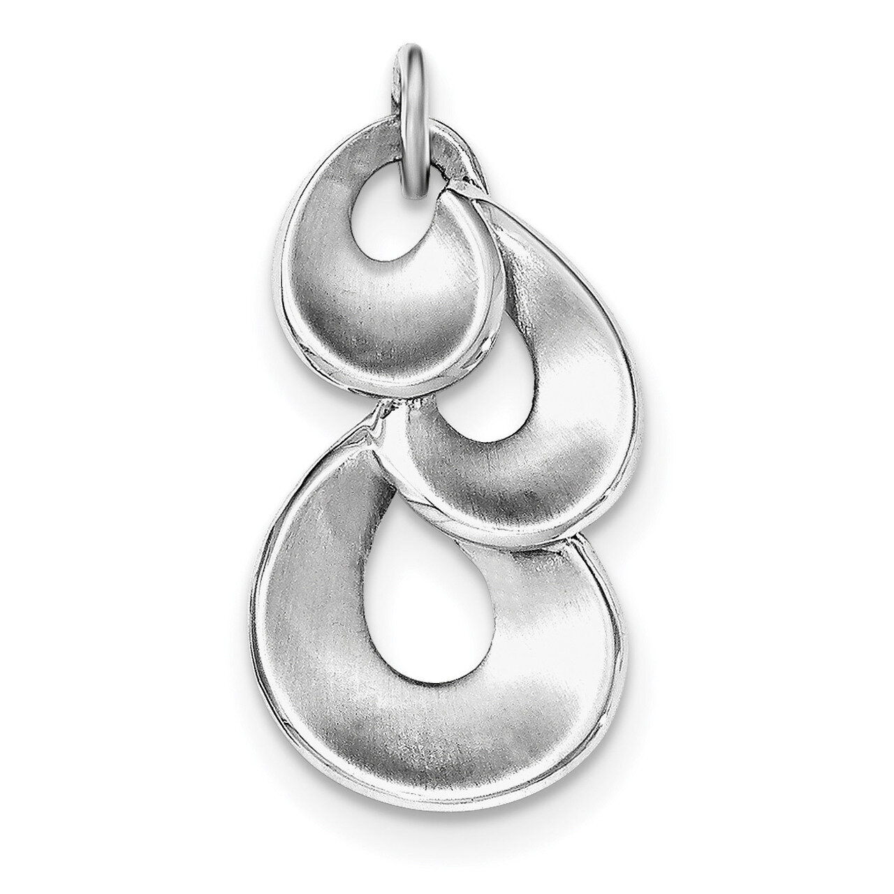 Satin Drop Pendant Sterling Silver Rhodium-plated Polished QC8790