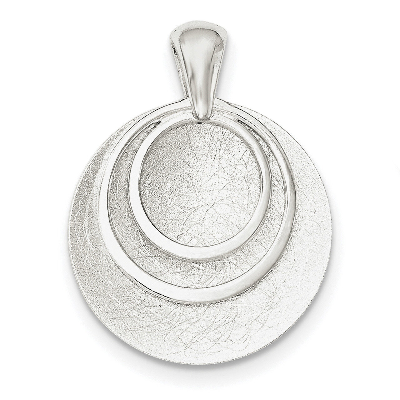 Textured Circle Pendant Sterling Silver Polished QC8792, MPN: QC8792, 191101360473