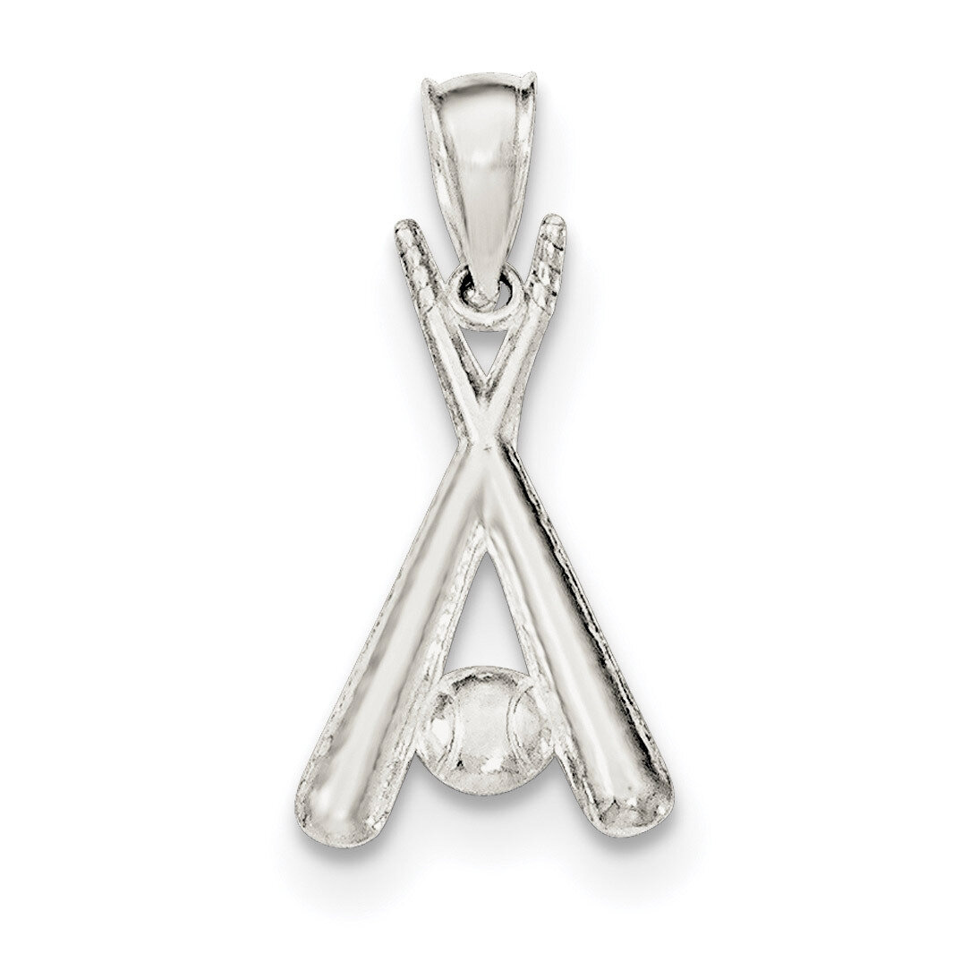 Bats and Baseball Pendant Sterling Silver Polished QC8843, MPN: QC8843, 191101358838