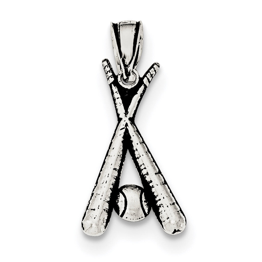Bats and Baseball Pendant Sterling Silver Antiqued QC8844, MPN: QC8844, 191101361364