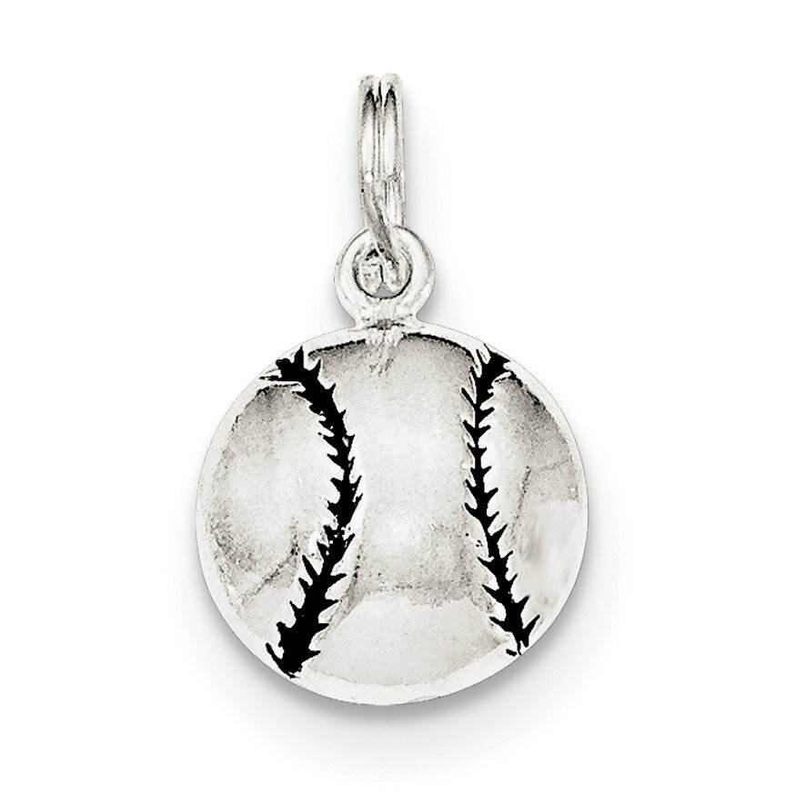 Enamel Baseball Pendant Sterling Silver Polished QC8845, MPN: QC8845, 886774760032