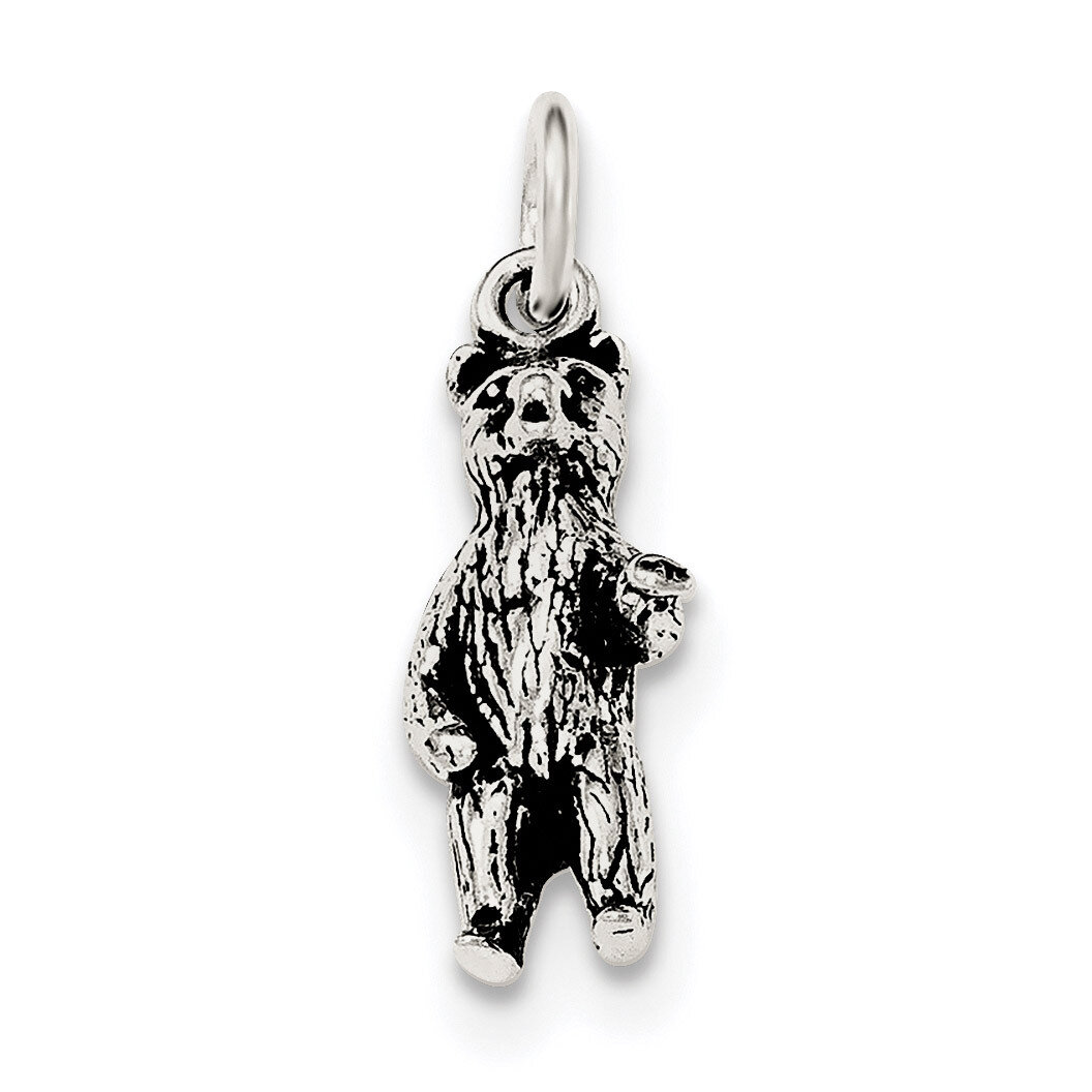 Bear Standing up Pendant Sterling Silver Antiqued &amp; Textured QC8897, MPN: QC8897, 191101364686