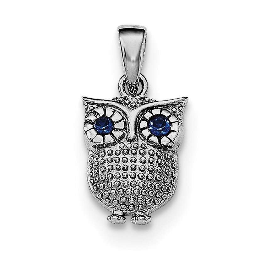 Blue Synthetic Sapphire Owl Pendant Sterling Silver Rhodium-plated QC8933, MPN: QC8933, 886774760582