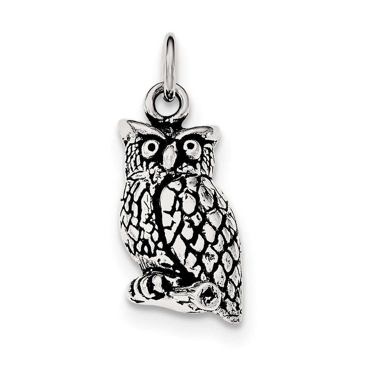 Perched Owl Pendant Sterling Silver Antiqued &amp; Textured QC8938, MPN: QC8938, 191101361777