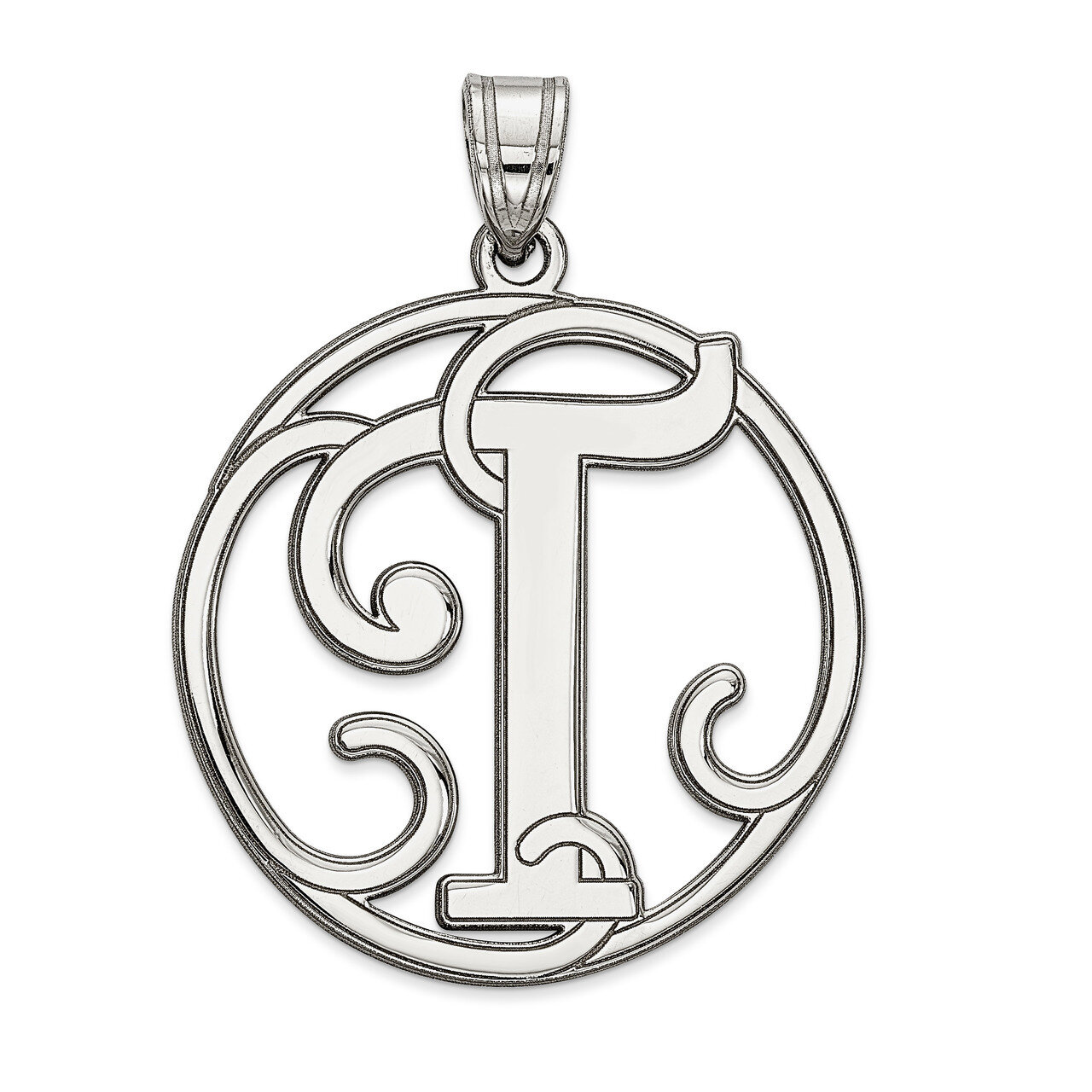 Script Initial T Charm Sterling Silver Fancy  QC8999T, MPN: QC8999T, 191101459573