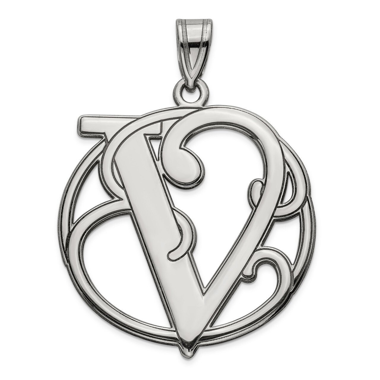 Script Initial V Charm Sterling Silver Fancy  QC8999V, MPN: QC8999V, 191101459597