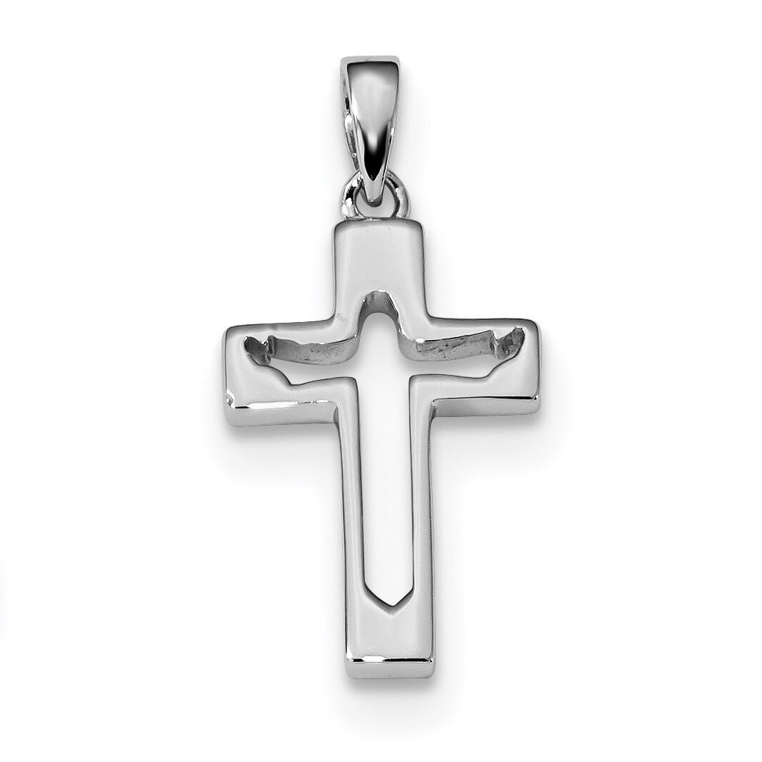 Jesus Cut-out Cross Pendant Sterling Silver Rhodium-plated QC9027