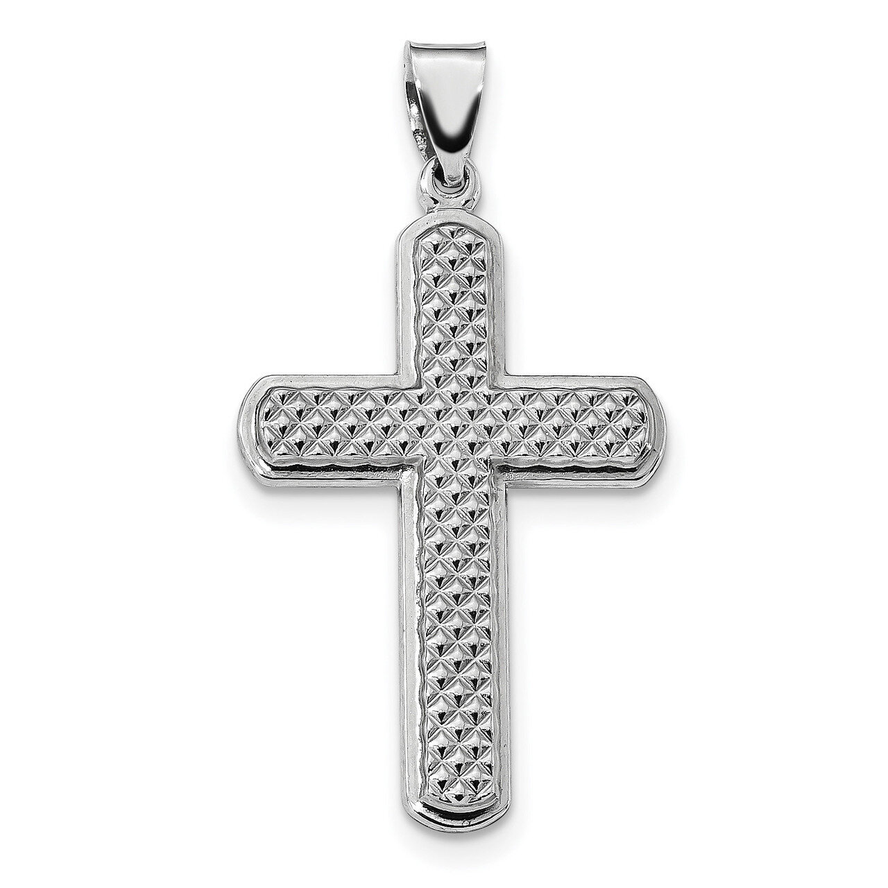 Cross Pendant Sterling Silver Rhodium-plated Textured &amp; Polished QC9032, MPN: QC9032, 883957966243