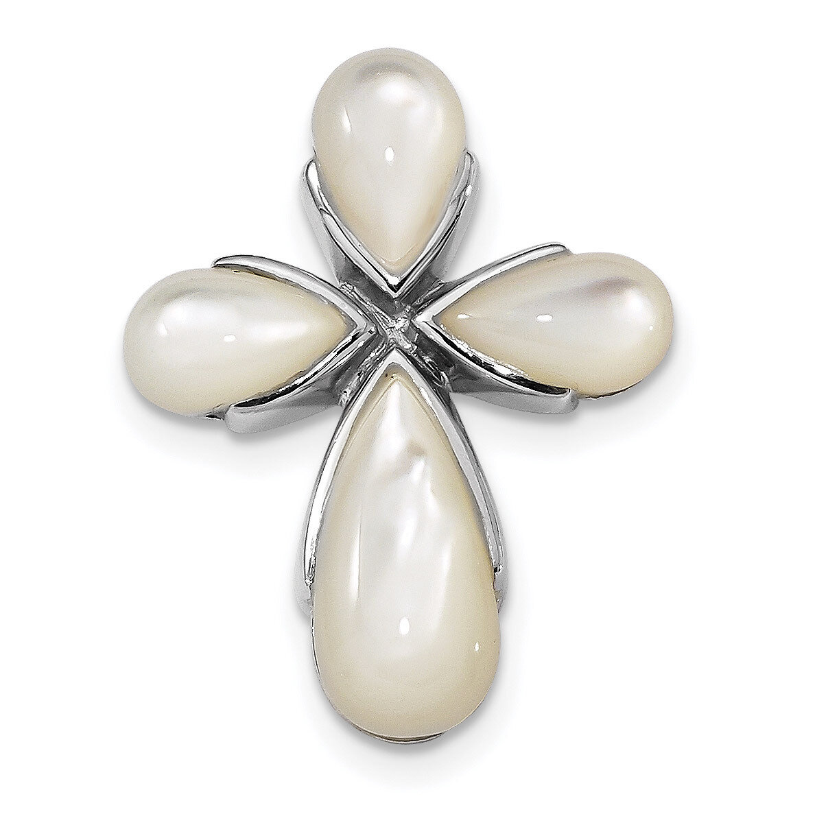 Mother of Pearl Cross Chain Slide Sterling Silver Rhodium-plated QC9033, MPN: QC9033, 886774055015