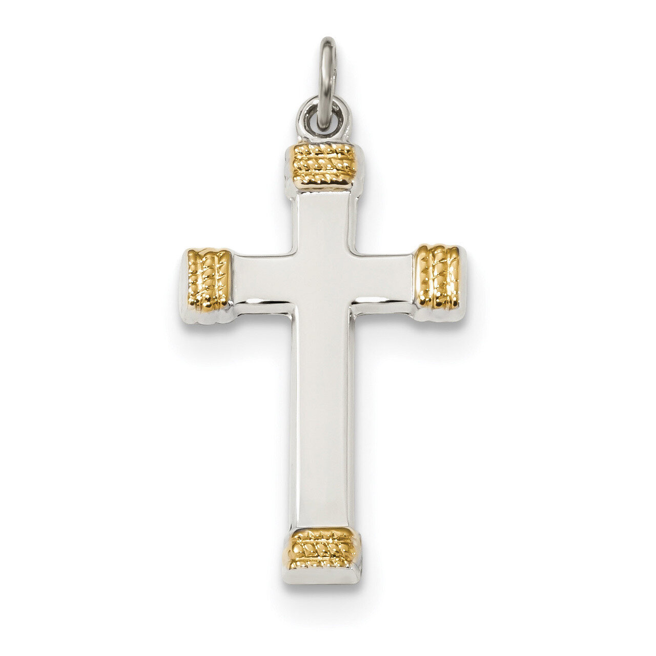 Polished Cross Pendant Sterling Silver &amp; Gold-plated QC9047