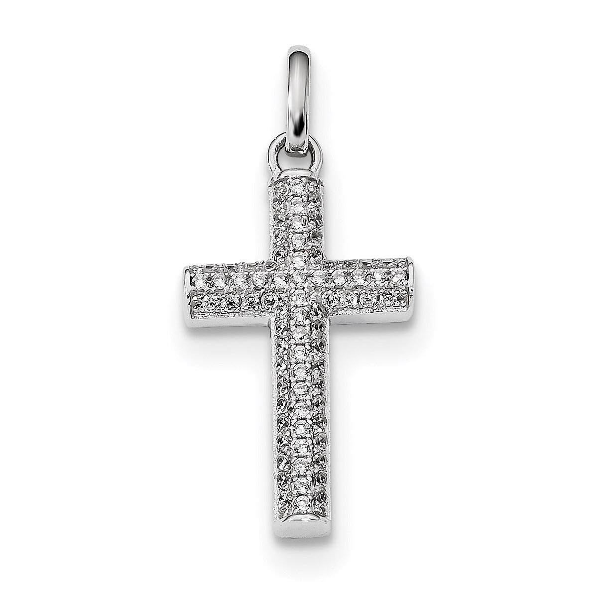 CZ Diamond Latin Cross Pendant Sterling Silver Rhodium-plated QC9050, MPN: QC9050, 886774106717