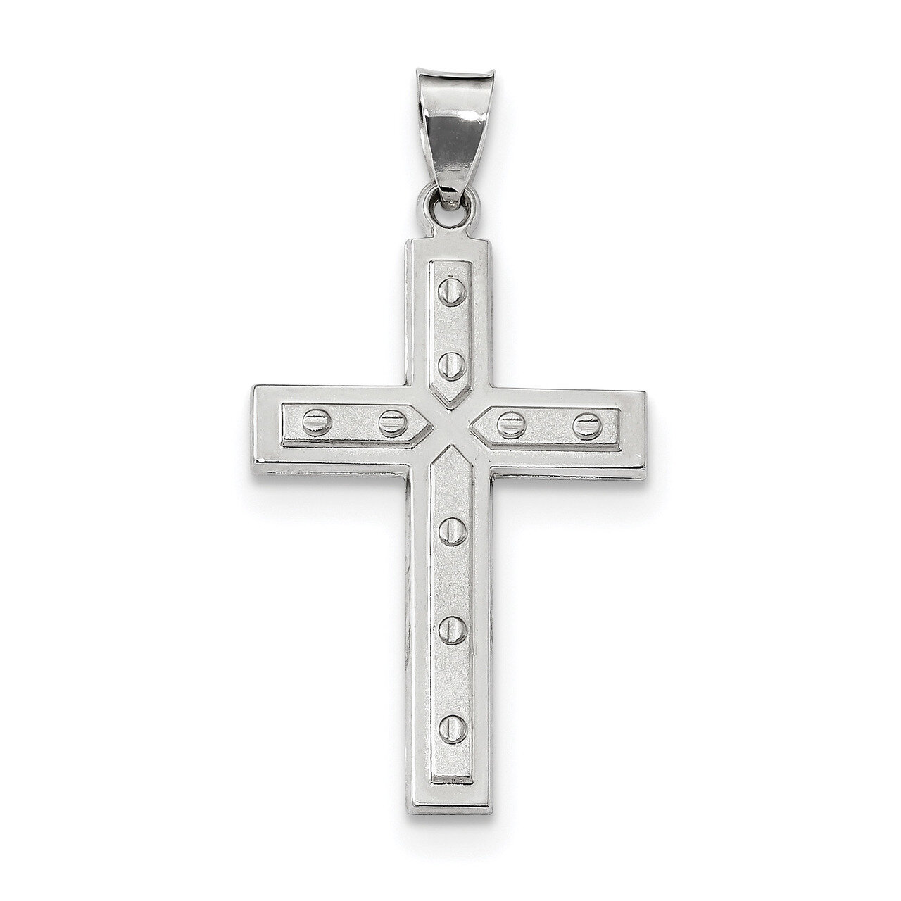 Satin &amp; Polished Latin Cross Pendant Sterling Silver Rhodium-plated QC9074, MPN: QC9074, 8839578727…