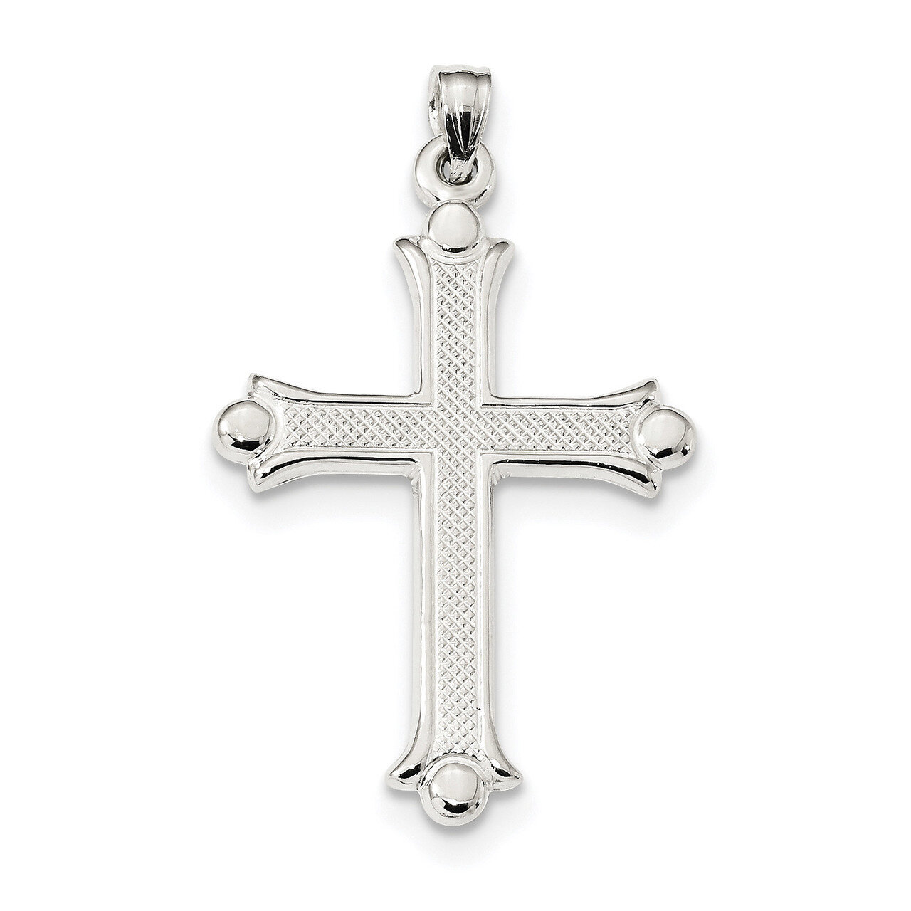 Textured Budded Cross Pendant Sterling Silver QC9076