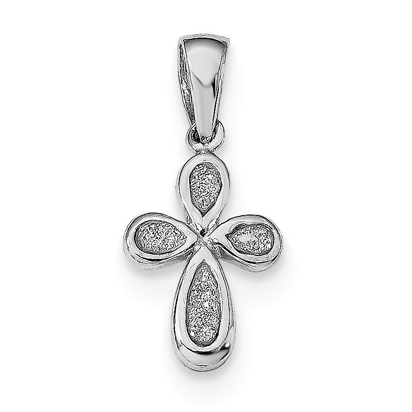 Enamel &amp; Glitter Fabric Cross Pendant Sterling Silver Rhodium-plated QC9078, MPN: QC9078, 883957971…