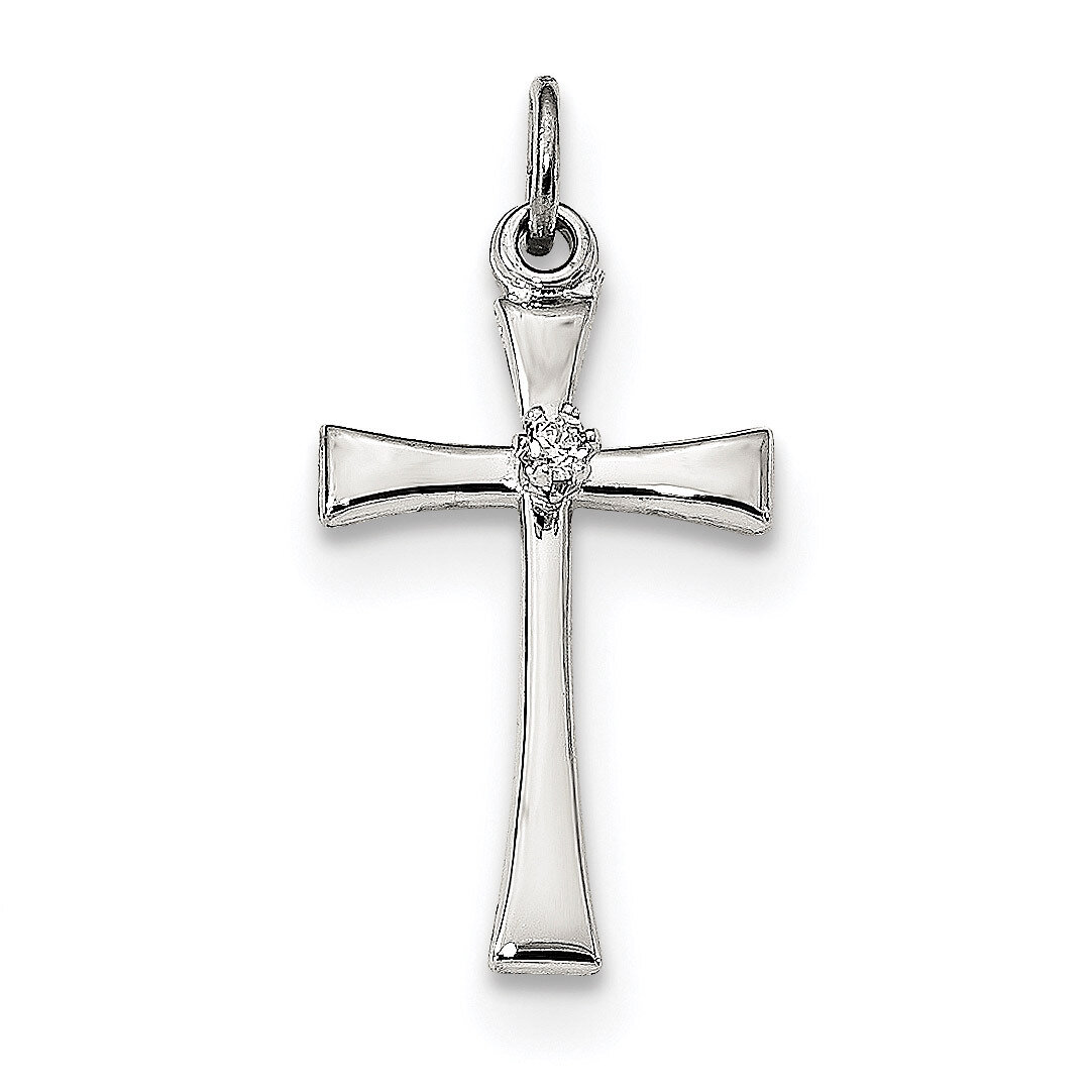 CZ Diamond Cross Pendant Sterling Silver Polished QC9090, MPN: QC9090, 883957955551