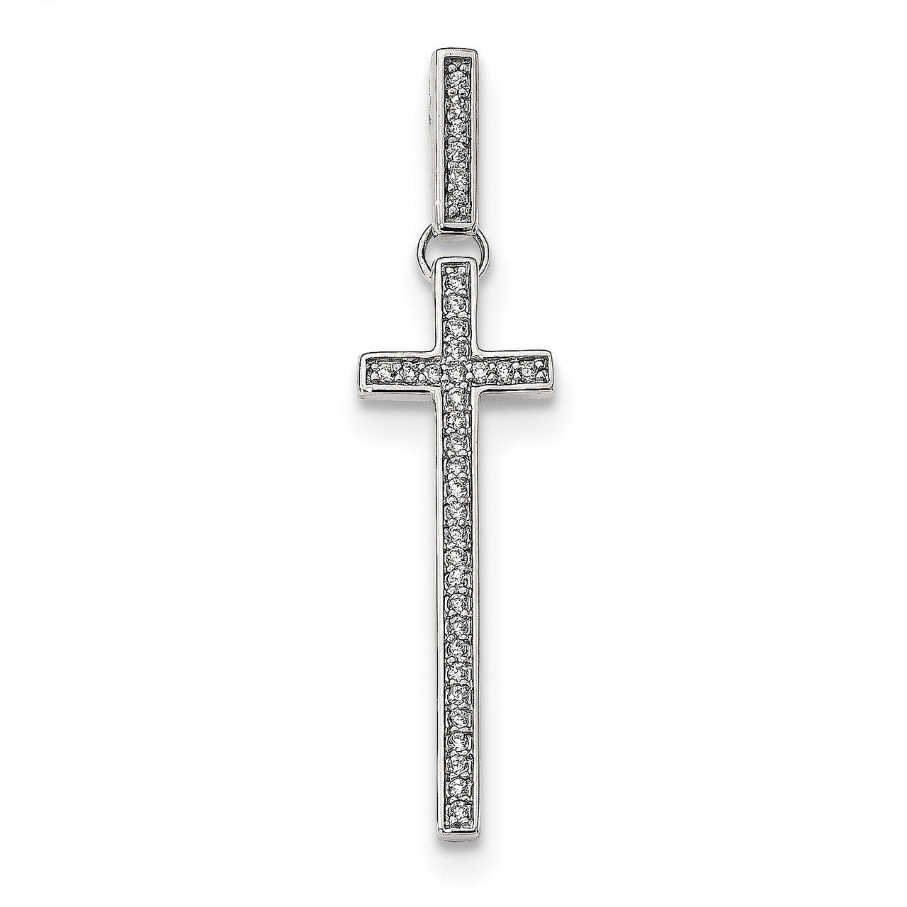 CZ Diamond Cross Pendant Sterling Silver QC9092, MPN: QC9092, 886774081175