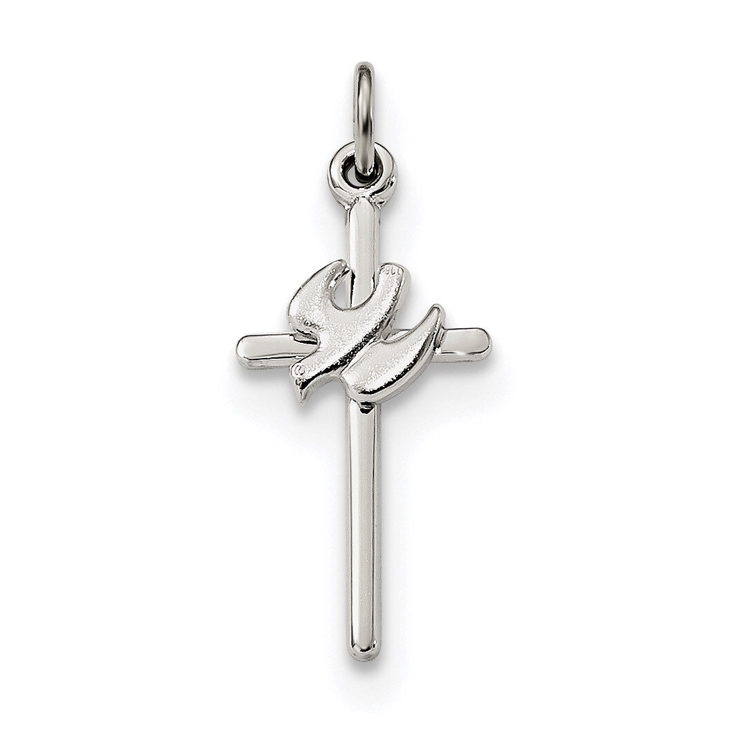 Satin Dove Cross Pendant Sterling Silver Polished QC9093