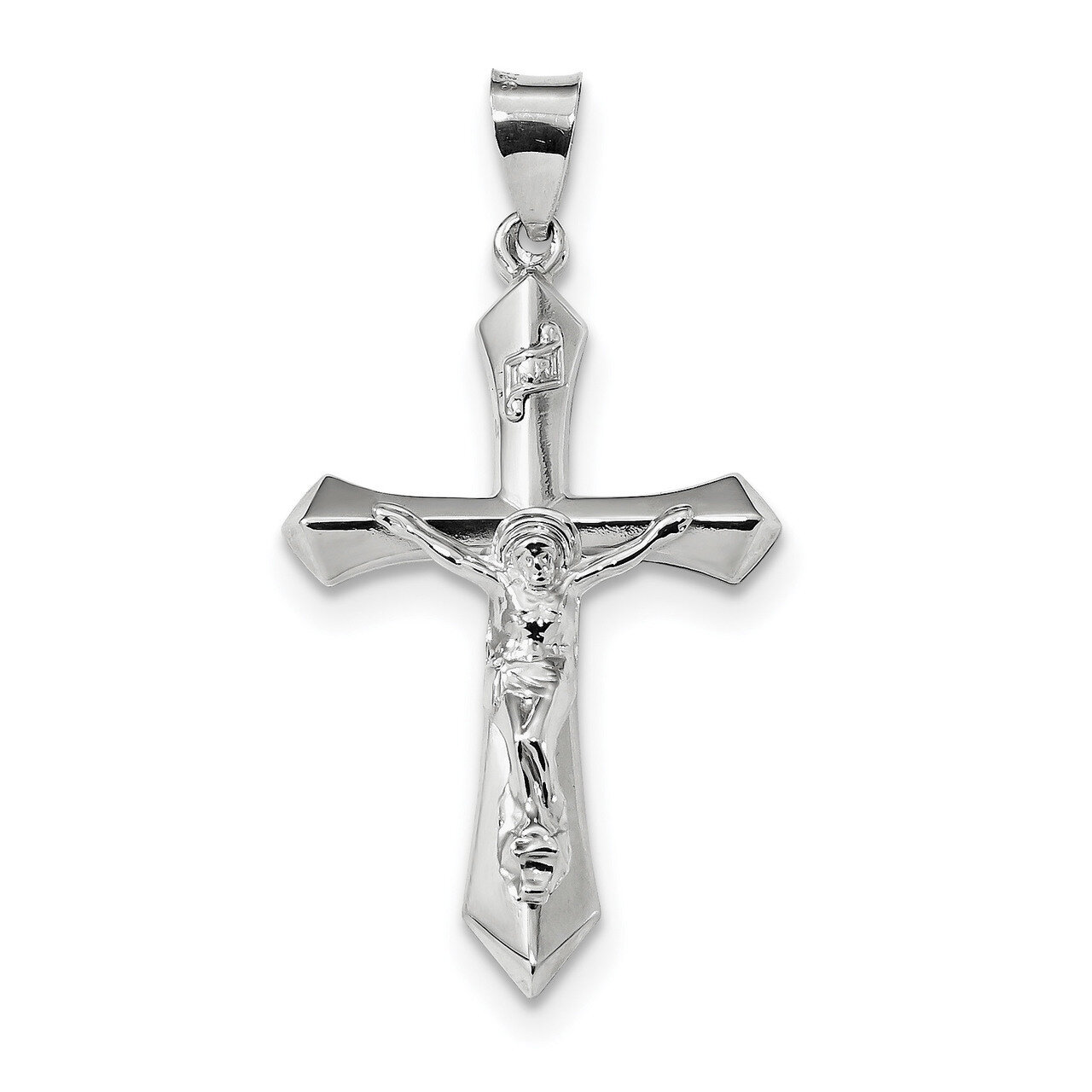 INRI Crucifix Pendant Sterling Silver Rhodium-plated Polished QC9100
