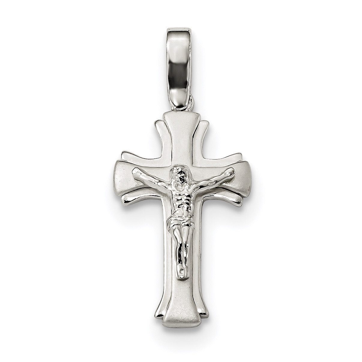 Crucifix Pendant Sterling Silver Satin &amp; Polished QC9102, MPN: QC9102, 886774054834
