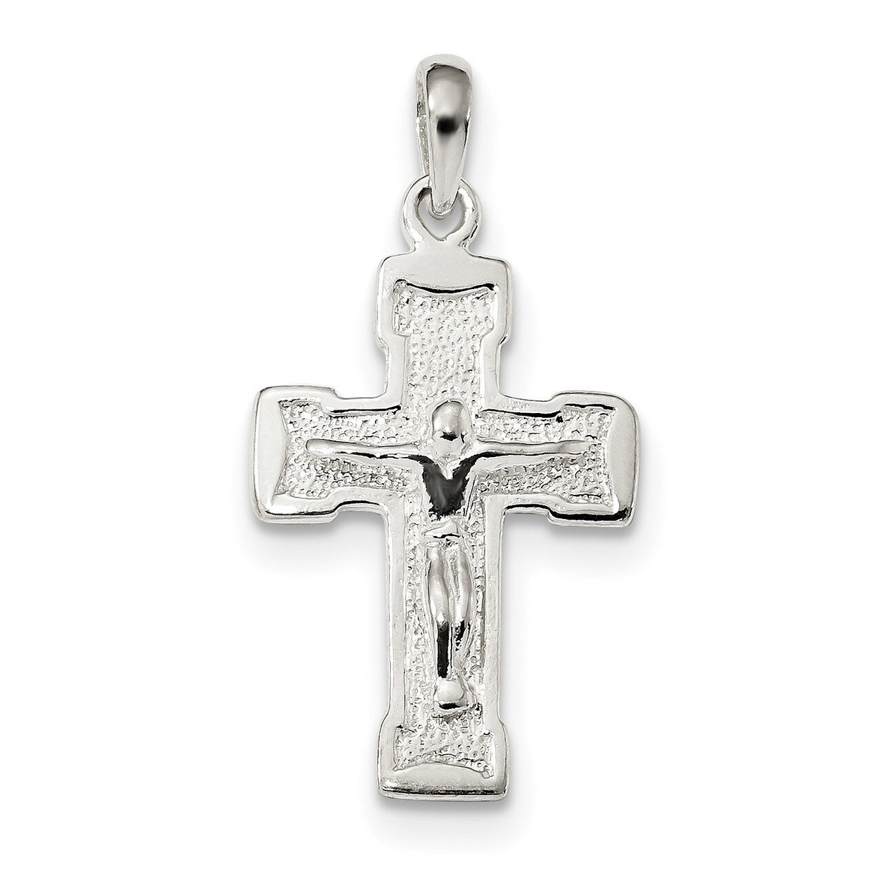 Crucifix Pendant Sterling Silver Polished and Textured QC9105, MPN: QC9105, 886774048536