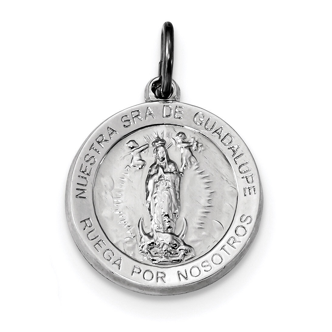 Spanish Lady of Guadalupe Medal Pendant Sterling Silver Rhodium-plated QC9121