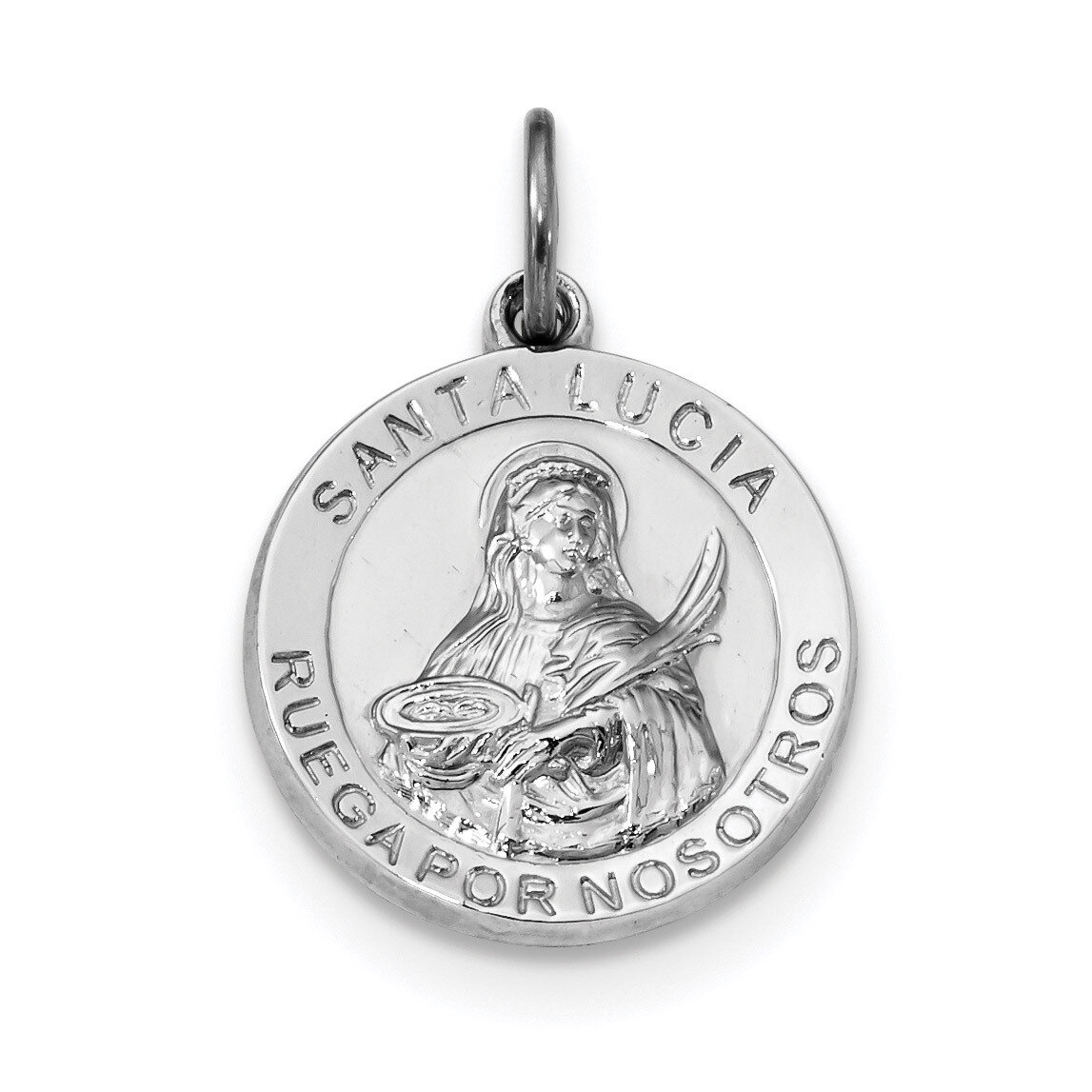 Spanish Saint Lucy Medal Pendant Sterling Silver Rhodium-plated QC9128, MPN: QC9128, 883957773346