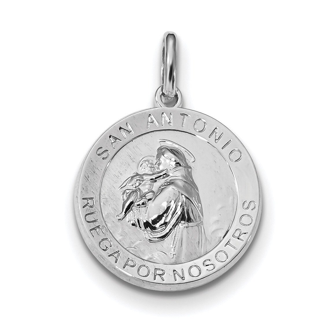 Spanish Saint Anthony Medal Pendant Sterling Silver Rhodium-plated QC9130, MPN: QC9130, 883957600475