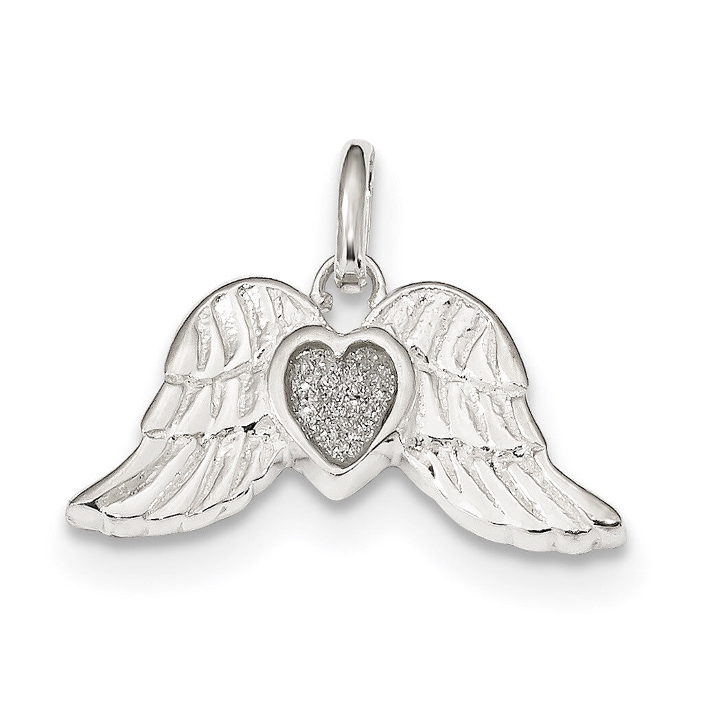 Enamel Glitter Fabric Heart with Wings Pendant Sterling Silver Polished QC9139, MPN: QC9139, 886774…