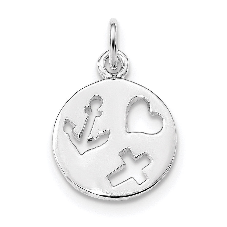 Cut-out Heart Cross Anchor Charm Sterling Silver Rhodium-plated QC9158, MPN: QC9158, 886774024288