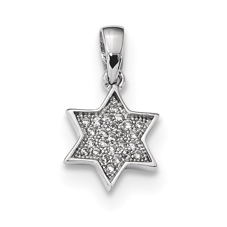 CZ Diamond Star of David Pendant Sterling Silver Rhodium-plated QC9166