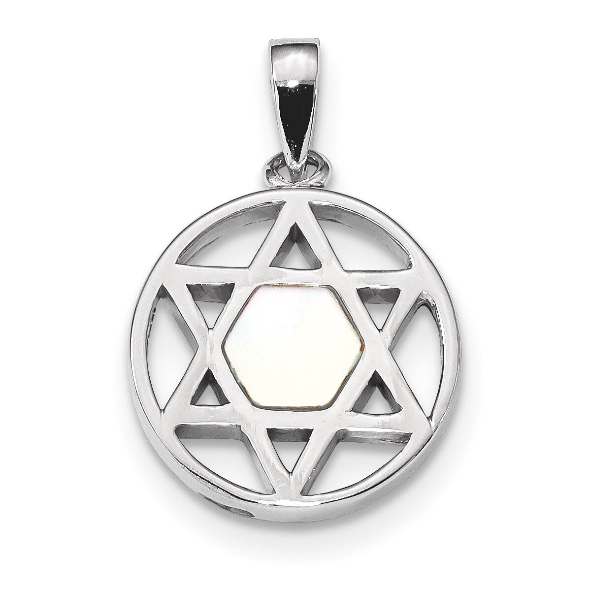 Mother of Pearl Star of David Pendant Sterling Silver Rhodium-plated QC9170, MPN: QC9170, 883957922…