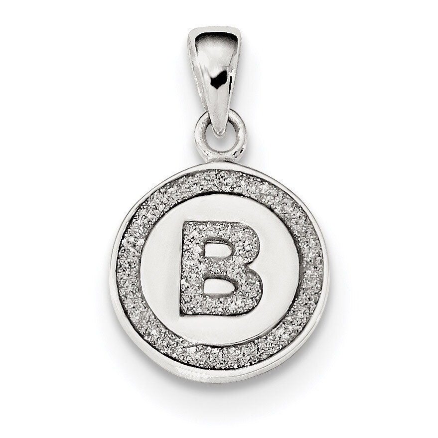 Letter B Circle Pendant Sterling Silver Glitter Enamel  QC9180B, MPN: QC9180B, 883957855165