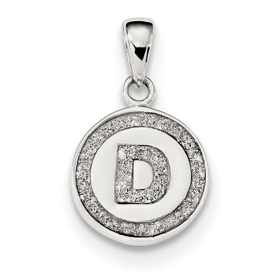 Letter D Circle Pendant Sterling Silver Glitter Enamel  QC9180D, MPN: QC9180D, 886774048567