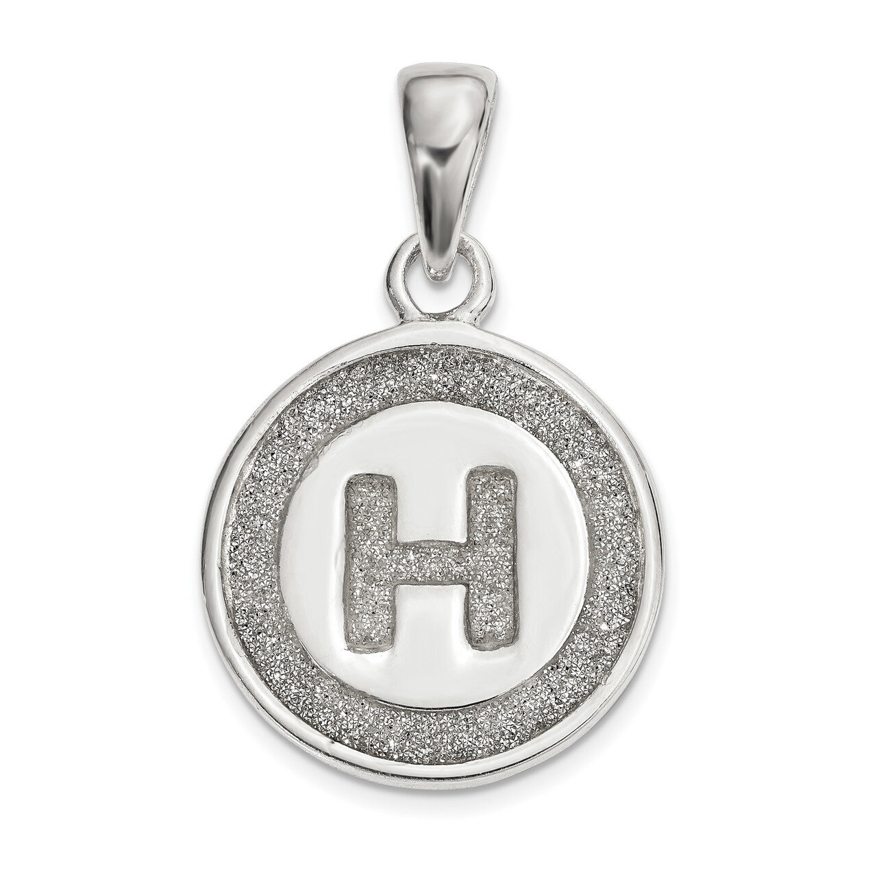 Letter H Circle Pendant Sterling Silver Glitter Enamel  QC9180H, MPN: QC9180H, 886774069159