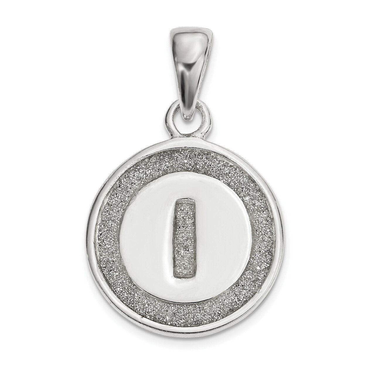 Letter I Circle Pendant Sterling Silver Glitter Enamel  QC9180I, MPN: QC9180I, 883957855172