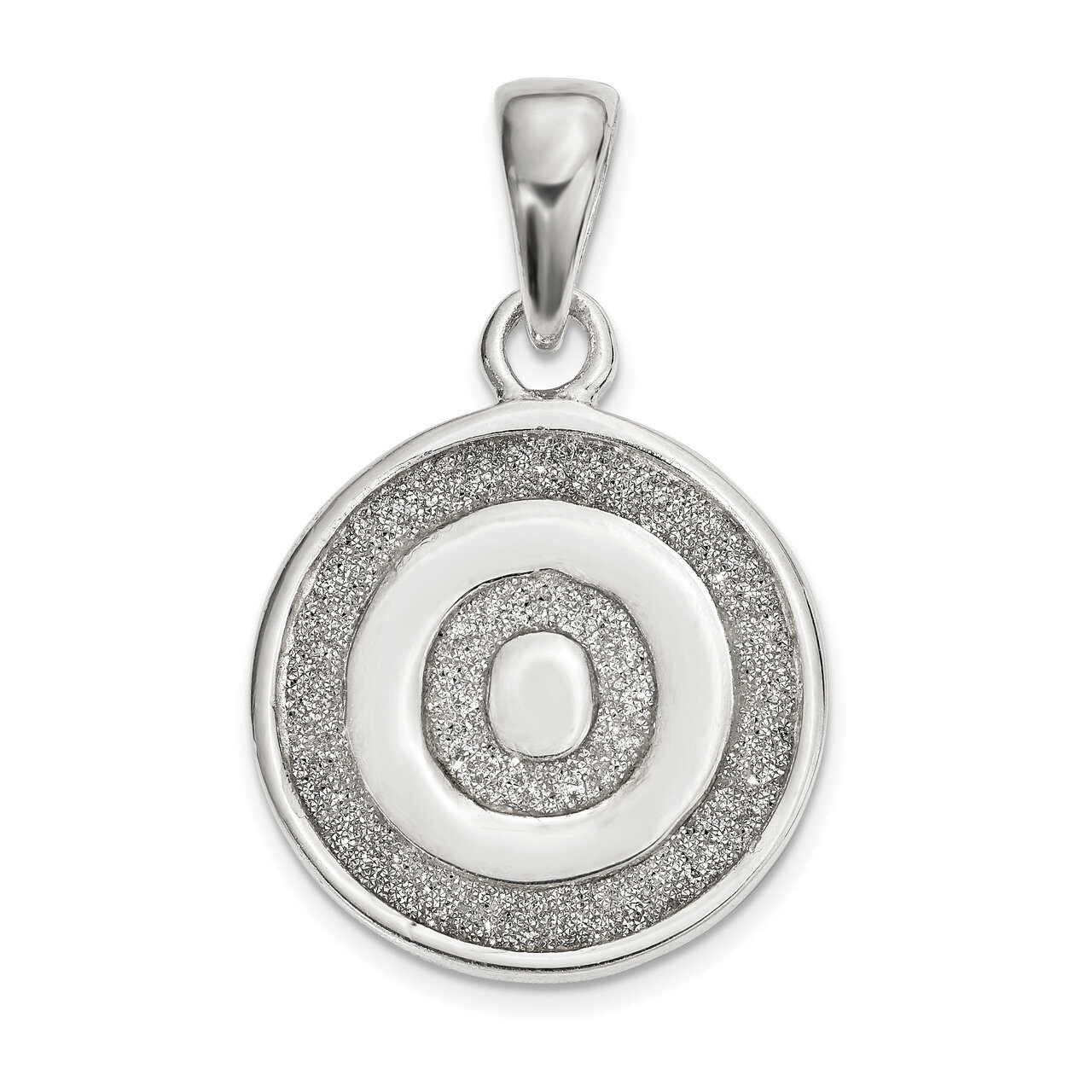 Letter O Circle Pendant Sterling Silver Glitter Enamel  QC9180O, MPN: QC9180O, 883957952970