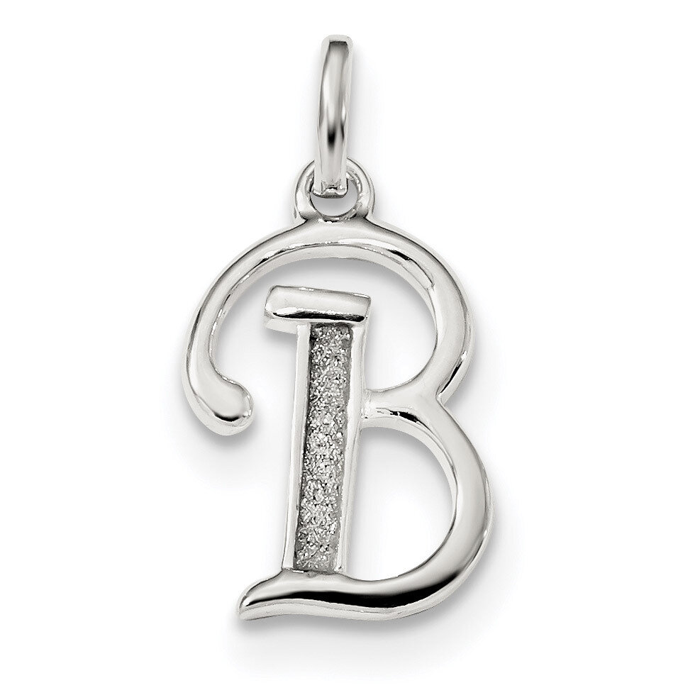 Glitter Enamel Letter B Pendant Sterling Silver Polished QC9181B, MPN: QC9181B, 883957822624