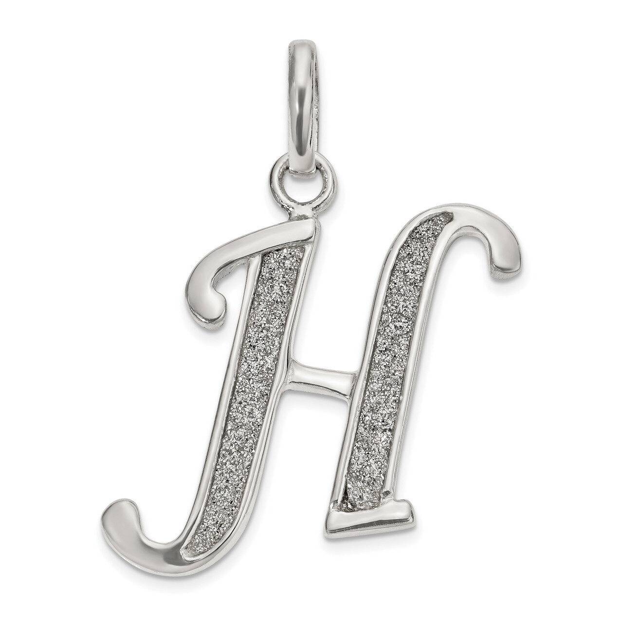 Sterling Silver PolishedGlitter Enamel Letter H Pendant Sterling Silver Polished QC9181H, MPN: QC91…