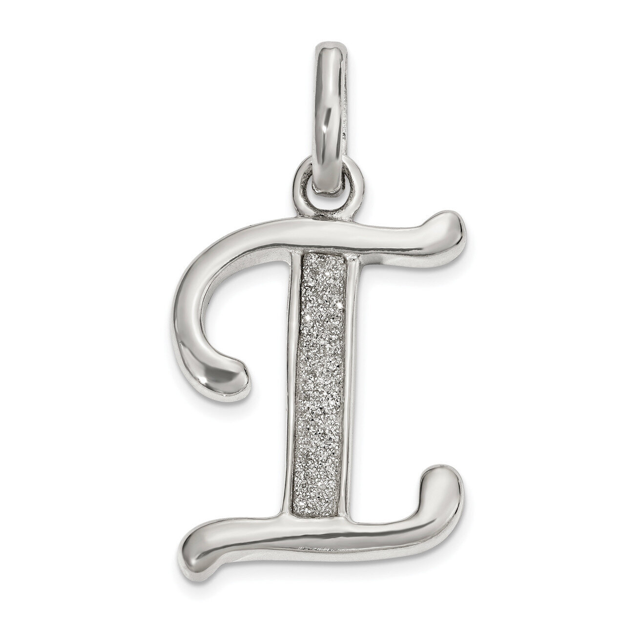 Glitter Enamel Letter I Pendant Sterling Silver Polished QC9181I, MPN: QC9181I, 886774003344