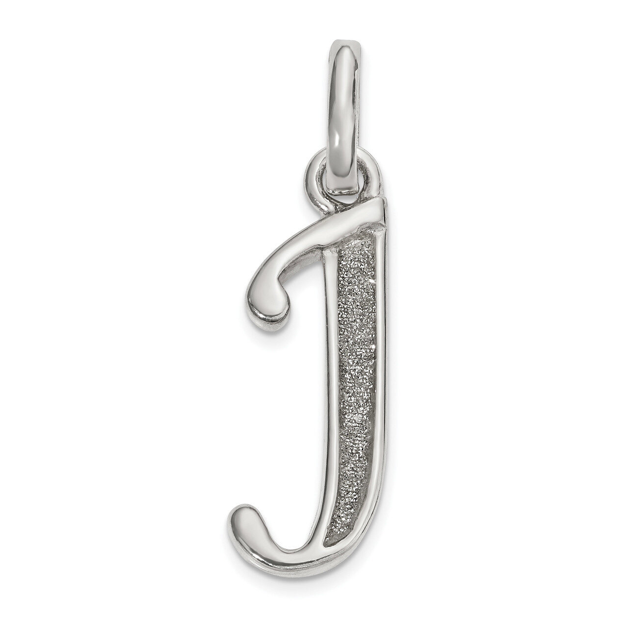 Glitter Enamel Letter J Pendant Sterling Silver Polished QC9181J, MPN: QC9181J, 886774082424