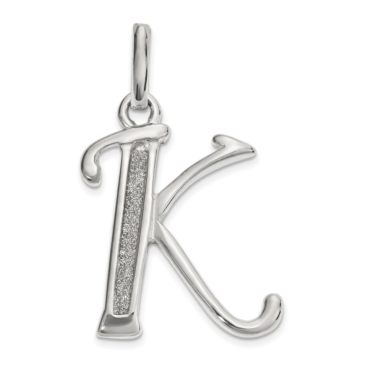 Glitter Enamel Letter K Pendant Sterling Silver Polished QC9181K, MPN: QC9181K, 886774107486
