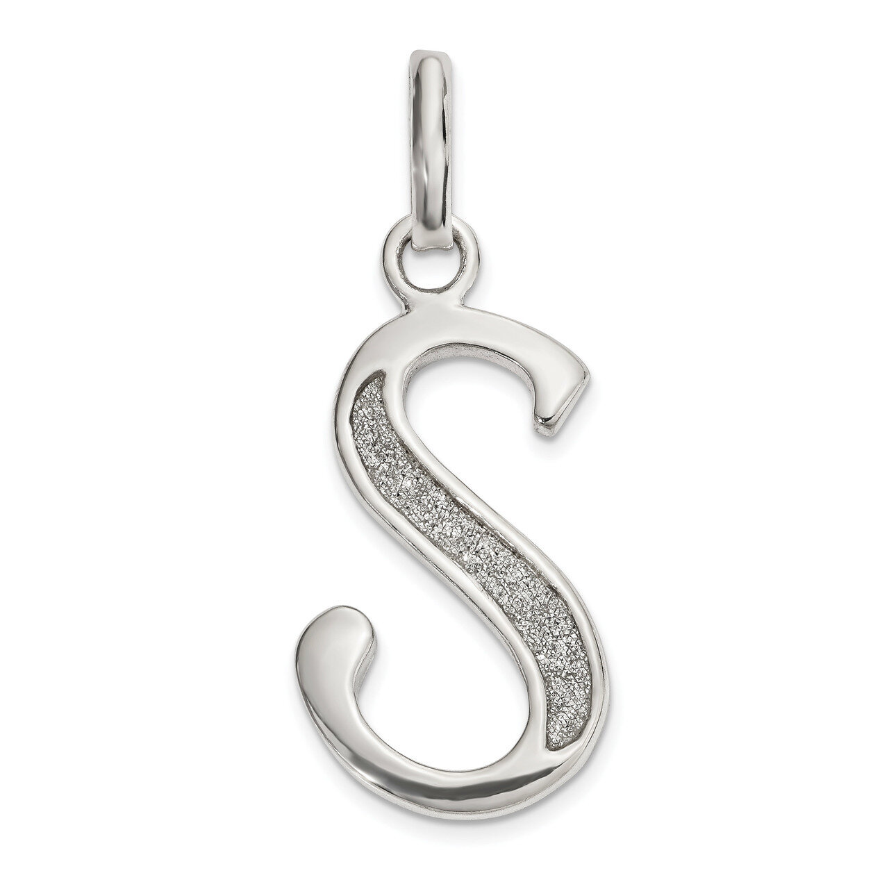 Glitter Enamel Letter S Pendant Sterling Silver Polished QC9181S, MPN: QC9181S, 886774091983
