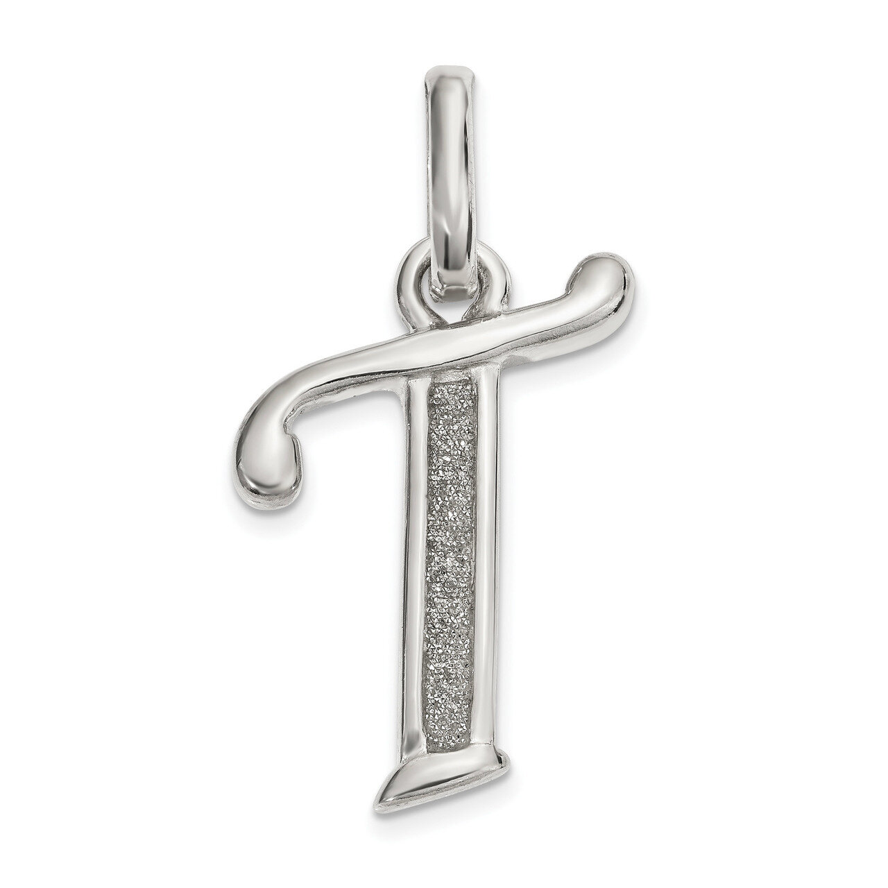 Glitter Enamel Letter T Pendant Sterling Silver Polished QC9181T, MPN: QC9181T, 886774091990