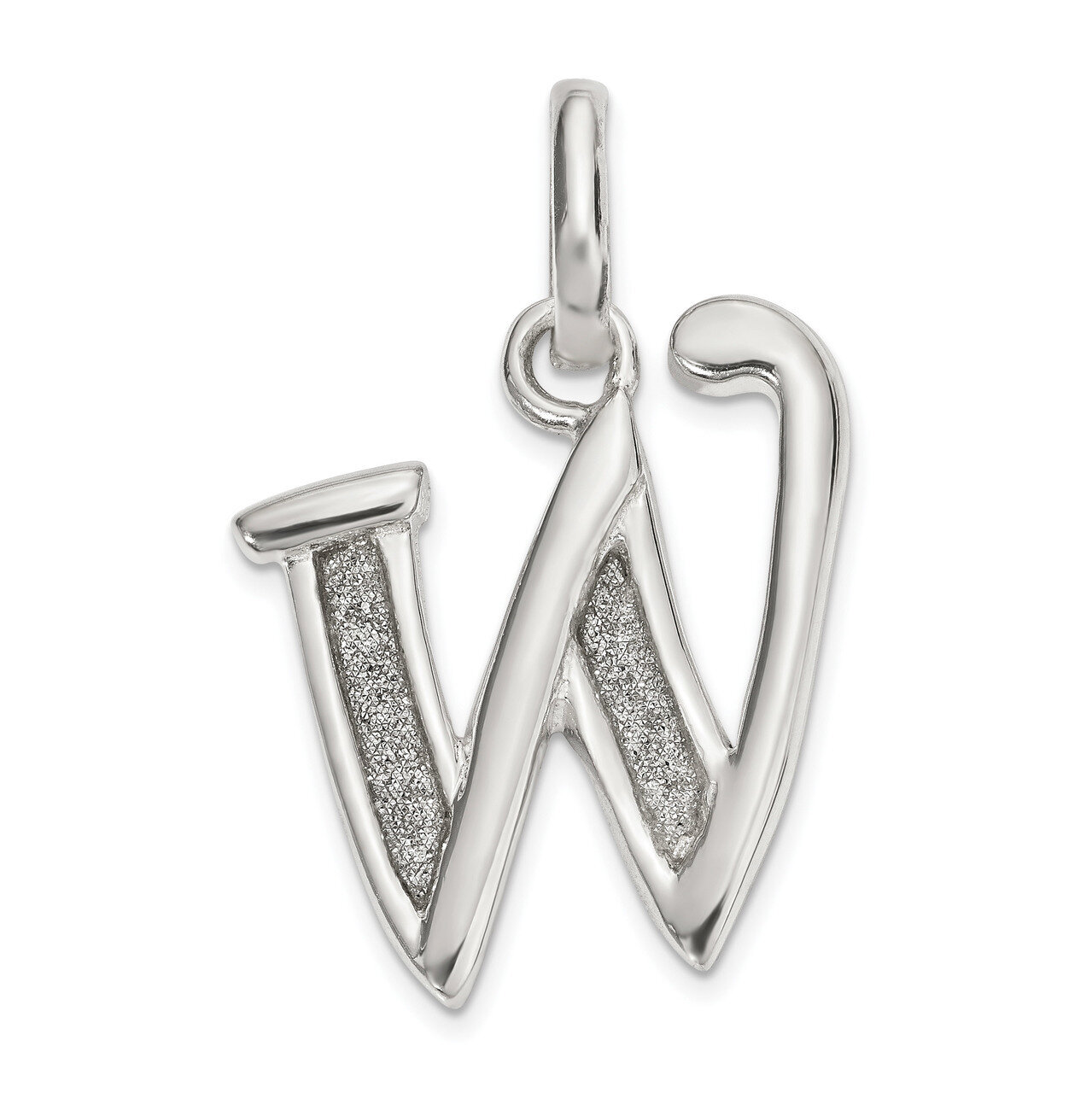 Glitter Enamel Letter W Pendant Sterling Silver Polished QC9181W, MPN: QC9181W, 883957952994